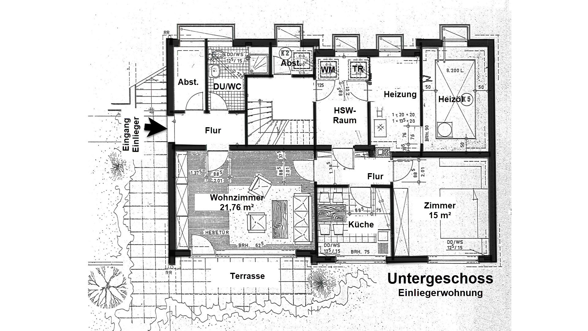 Wissen: EFH mit ELW und eingezäuntem Garten, Grundriss - Untergeschoss